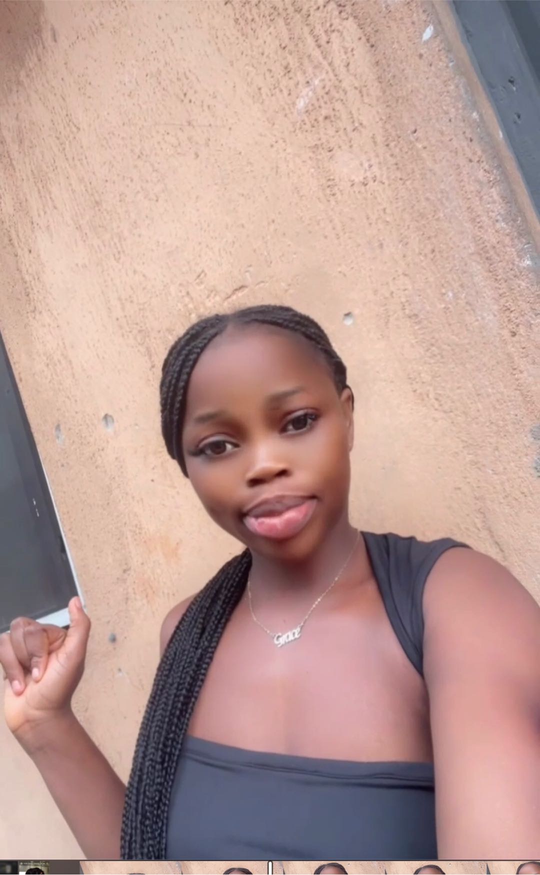 A young woman from Nigeria with long hair, the kind of face a random chat might show you